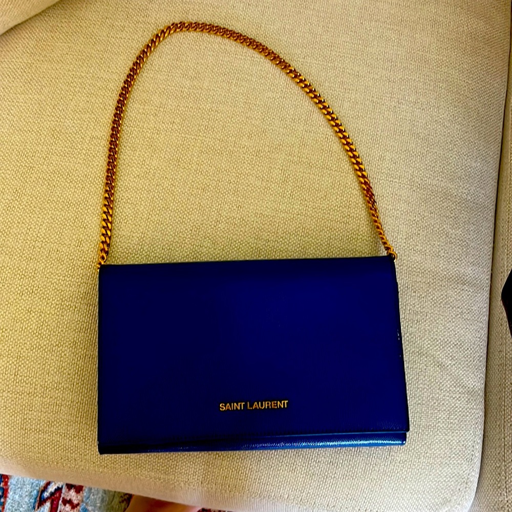 Blue YSL shoulder/clutch bag